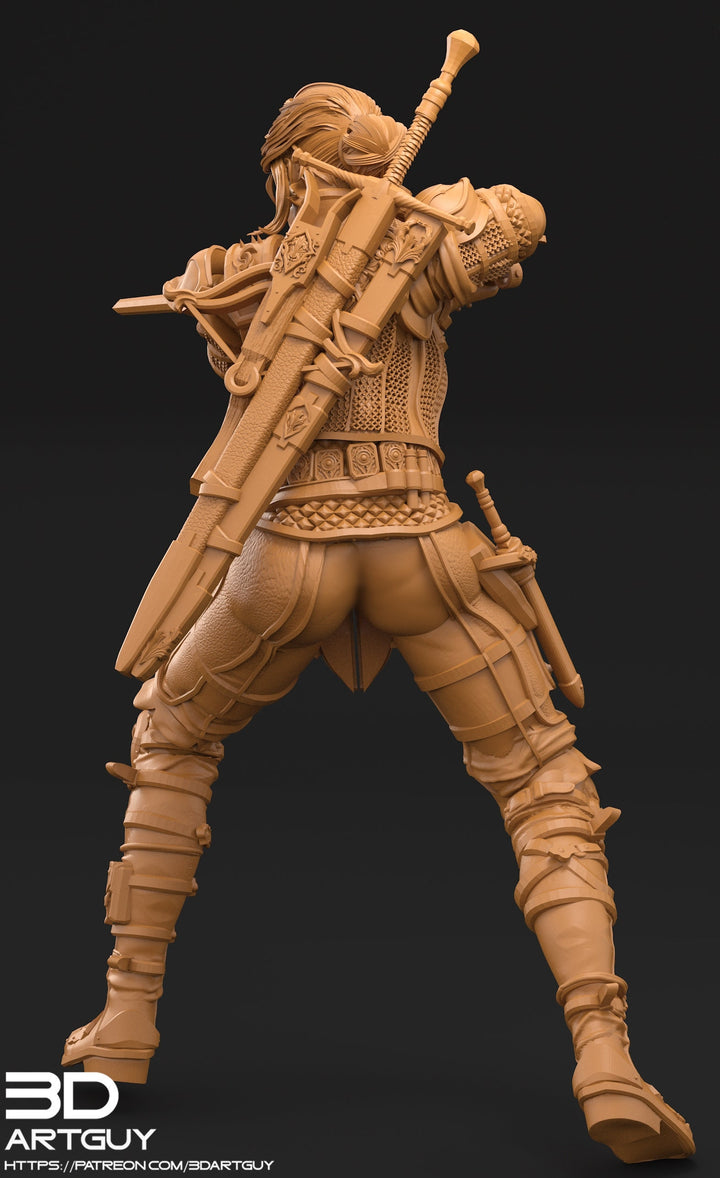 Pinup Female Human Fighter Ranger Monster Hunter PC NPC | 28mm, 32mm Scales also 50mm &amp; 100mm | Dungeons and Dragons | Pathfinder | 3dArtGuy