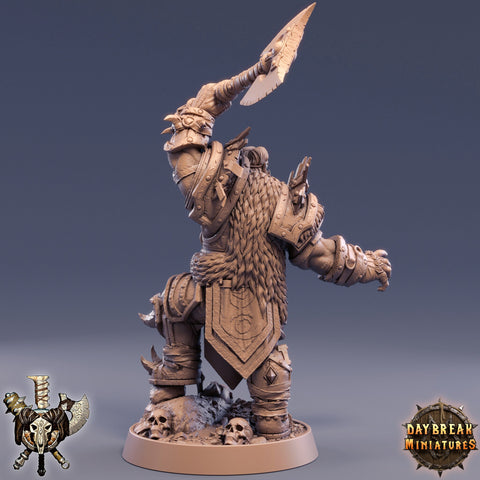 Orc Fighter Barbarian Battle Axe | Scales: 28mm | 32mm | 75mm | Megaboss | Dungeons and Dragons | Pathfinder |