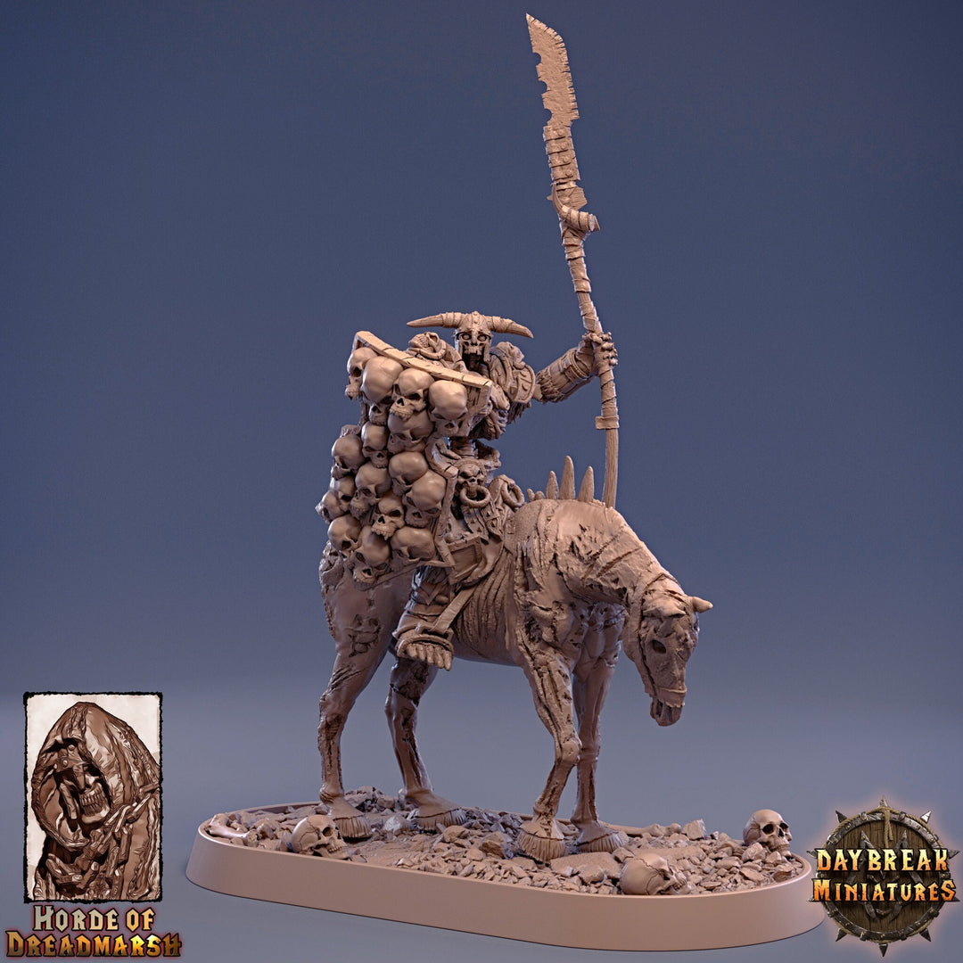 Undead Skeleton Boss Mounted on Undead Horse | 28mm Scale | 32mm Scale | 75mm Scale | Pathfinder | DnD | Strahd