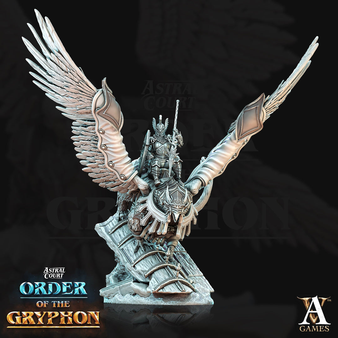 Griffon with Paladin Fighter Knight Rider | 28mm and 32mm Scale | Griffon Cavalry | Dungeons and Dragons 5e Miniatures | Pathfinder |
