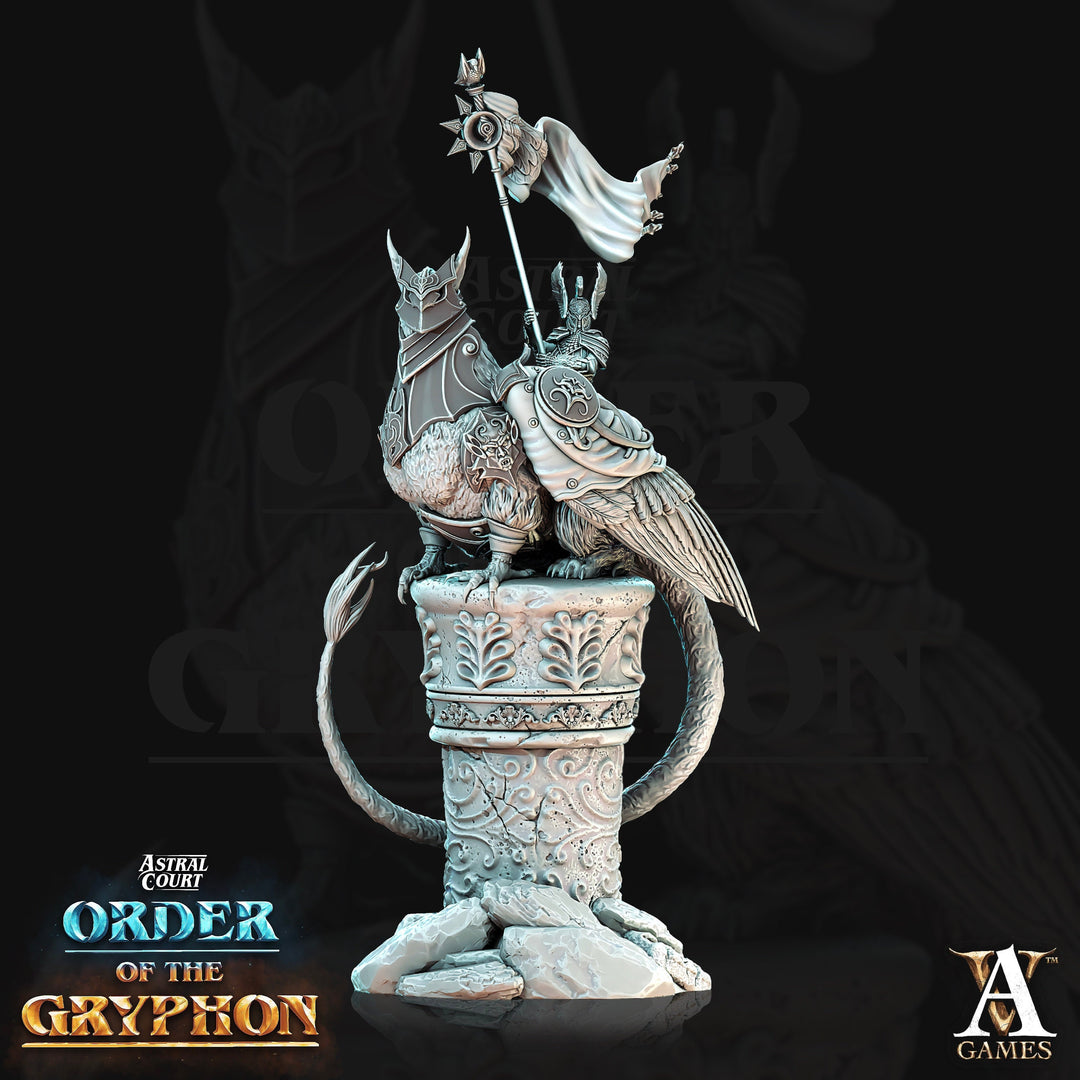 Griffon with Paladin Fighter Knight Rider | 28mm and 32mm Scale | Griffon Cavalry | Dungeons and Dragons 5e Miniatures | Pathfinder |