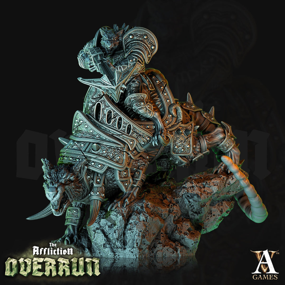 Wererat With Crossbow mounted on Dire Rat | Resin Miniature | Dungeons and Dragons | 28mm,32mm Scales | Pathfinder Ratfolk | D&D 5e |