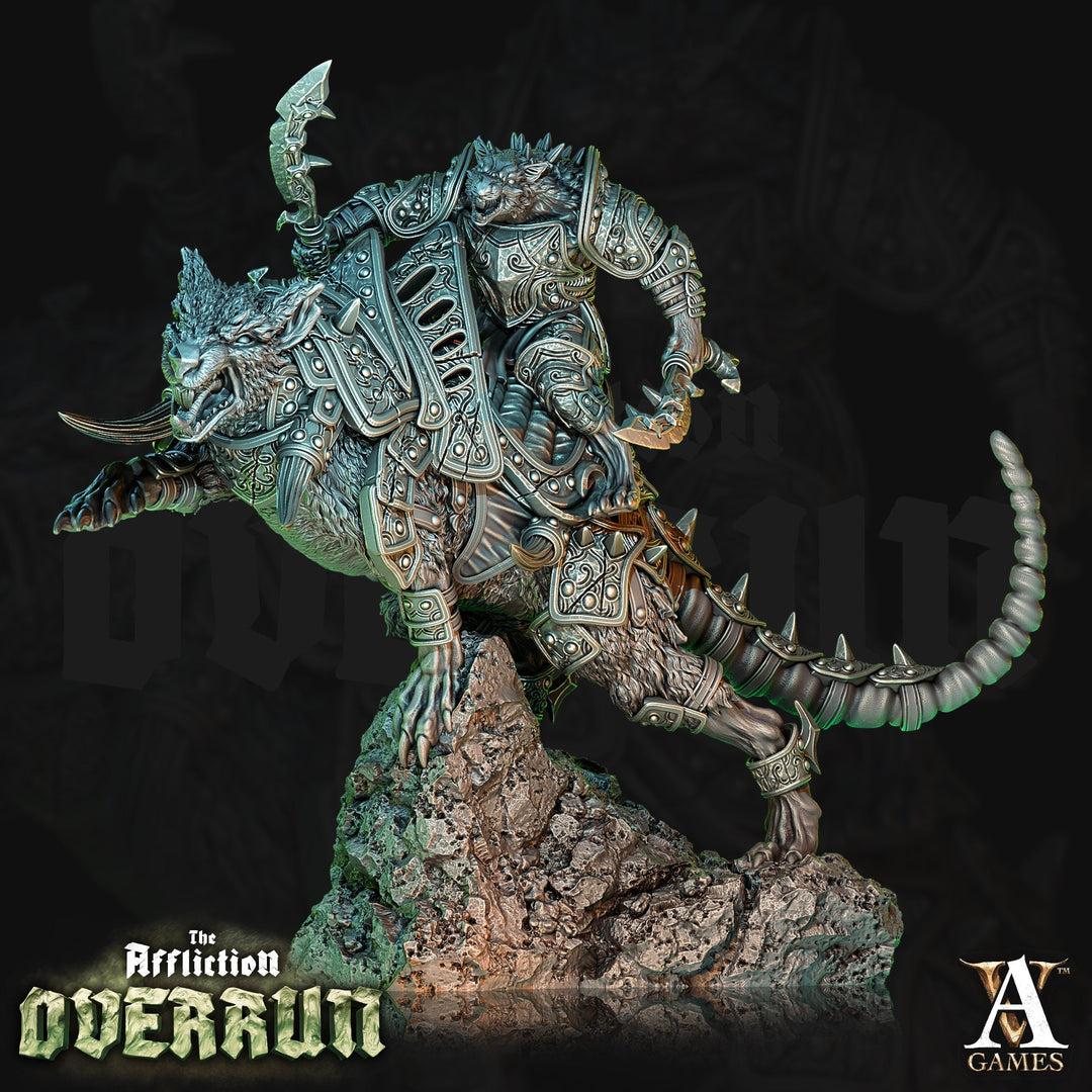 Wererat With Sword mounted on Dire Rat | Resin Miniature | Dungeons and Dragons | 28mm,32mm Scales | Pathfinder Ratfolk | D&D 5e |