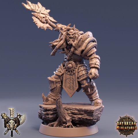 Orc War Chief | Orc Fighter warrior Barbarian Battle Axe|scales: 28mm |32mm |54mm |75mm|100mm Megaboss | Dungeons and Dragons | Pathfinder |
