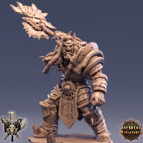 Orc War Chief | Orc Fighter warrior Barbarian Battle Axe|scales: 28mm |32mm |54mm |75mm|100mm Megaboss | Dungeons and Dragons | Pathfinder |