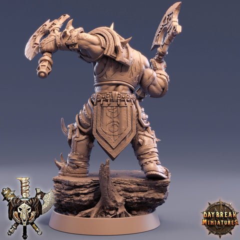 Orc Fighter Warrior Barbarian 2-Weapon Style Axes | Scales: 28mm |32mm |54mm|75mm|100mm Megaboss | Dungeons and Dragons | Pathfinder |