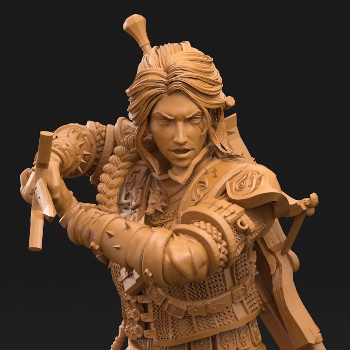 Pinup Female Human Fighter Ranger Monster Hunter PC NPC | 28mm, 32mm Scales also 50mm &amp; 100mm | Dungeons and Dragons | Pathfinder | 3dArtGuy