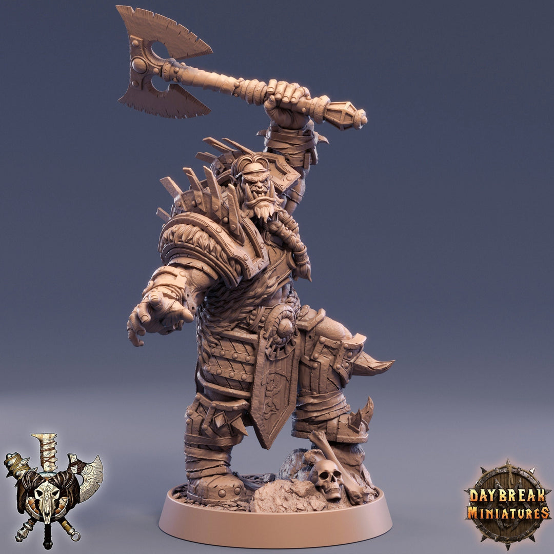 Orc Fighter Barbarian Battle Axe | Scales: 28mm | 32mm | 75mm | Megaboss | Dungeons and Dragons | Pathfinder |