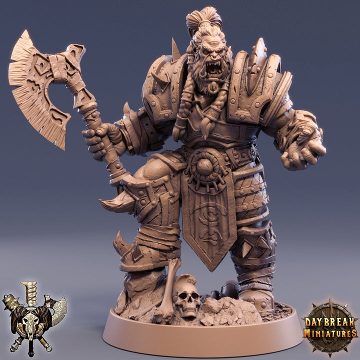 Orc Fighter Barbarian Battle Axe | Scales: 28mm | 32mm |54mm| 75mm |100mm Megaboss | Dungeons and Dragons | Pathfinder |