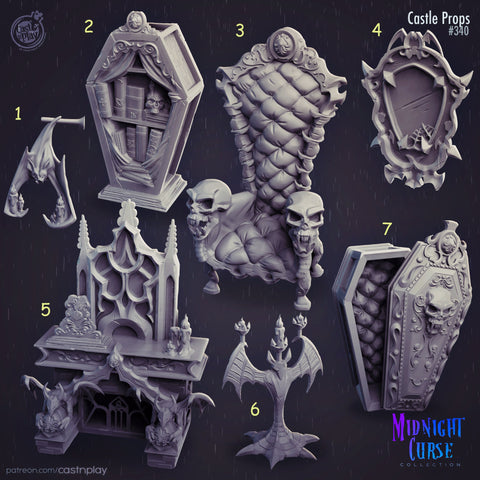 Gothic Vampire Props Strahd | Solid Resin 28mm, 32mm| Dungeons and Dragons 5e Miniature | Pathfinder | RPG Tabletop scatter Terrain | DnD|