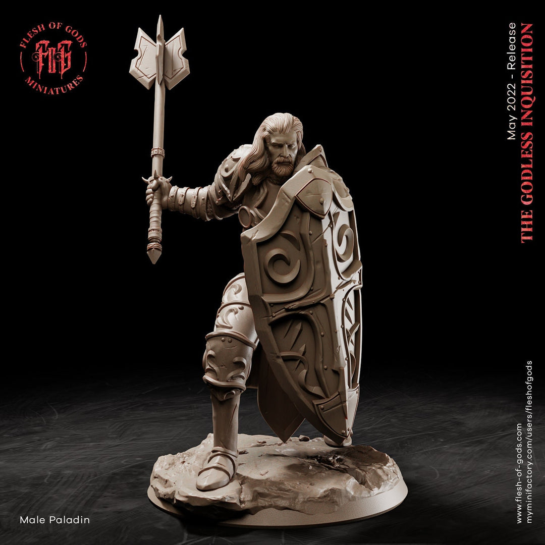 Paladin Cleric with Mace and Shield in Heavy Armor Miniature | D n D 28mm, 32mm,54mm, 75mm, 100mm Scales | Pathfinder |Unpainted Figure