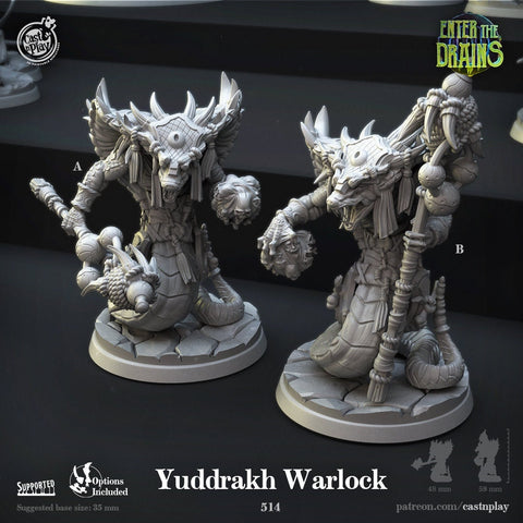 Yuan-Ti Pureblood Serpentfolk Warlock Shaman | 70mm tall available: 28mm, 32mm,75mm Scale | Heroic Scale | - Minis - D&D - Snake creature
