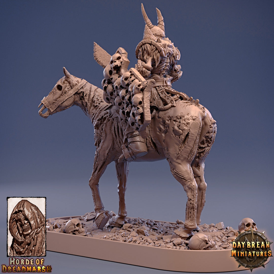 Undead Skeleton Boss Mounted on Undead Horse | 28mm Scale | 32mm Scale | 75mm Scale | Pathfinder | DnD | Strahd