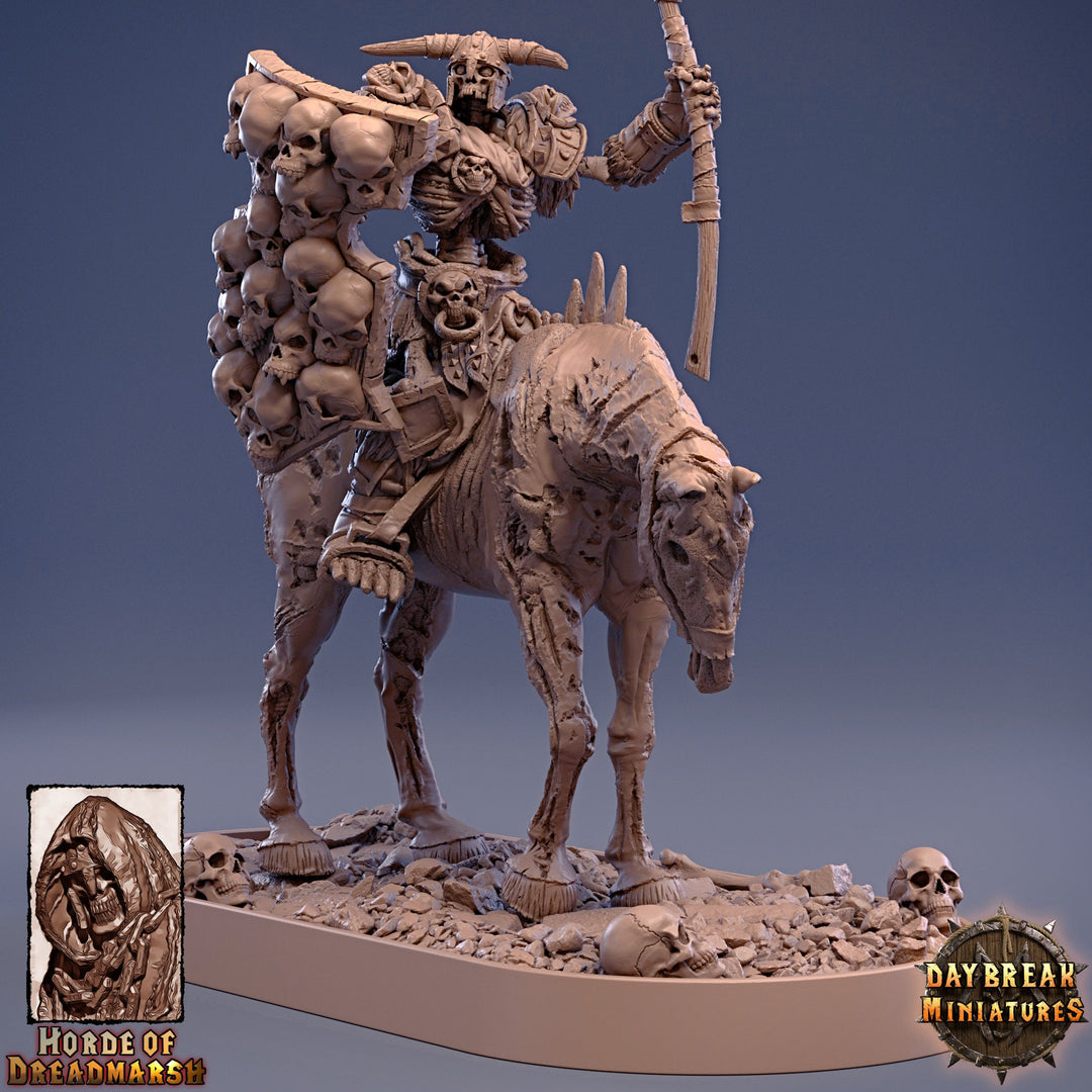 Undead Skeleton Boss Mounted on Undead Horse | 28mm Scale | 32mm Scale | 75mm Scale | Pathfinder | DnD | Strahd