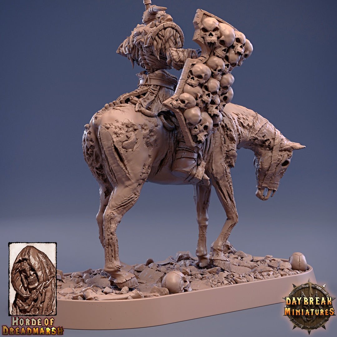 Undead Skeleton Boss Mounted on Undead Horse | 28mm Scale | 32mm Scale | 75mm Scale | Pathfinder | DnD | Strahd