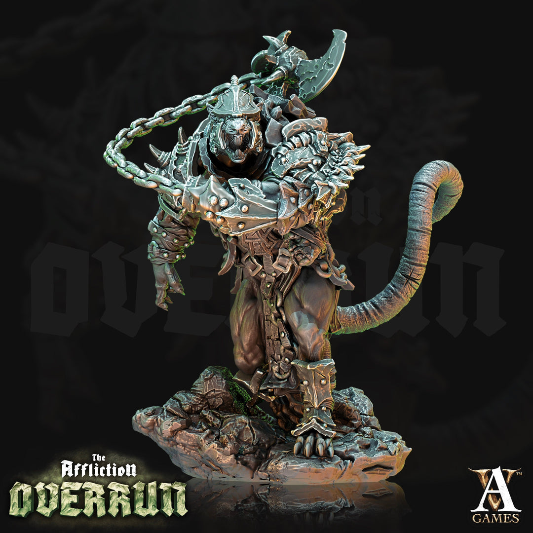 Wererat Fighter Warmonger with Flail | Resin Miniature | Dungeons and Dragons | 28mm,32mm,75mm Scales | Pathfinder ratfolk | D&amp;D 5e |