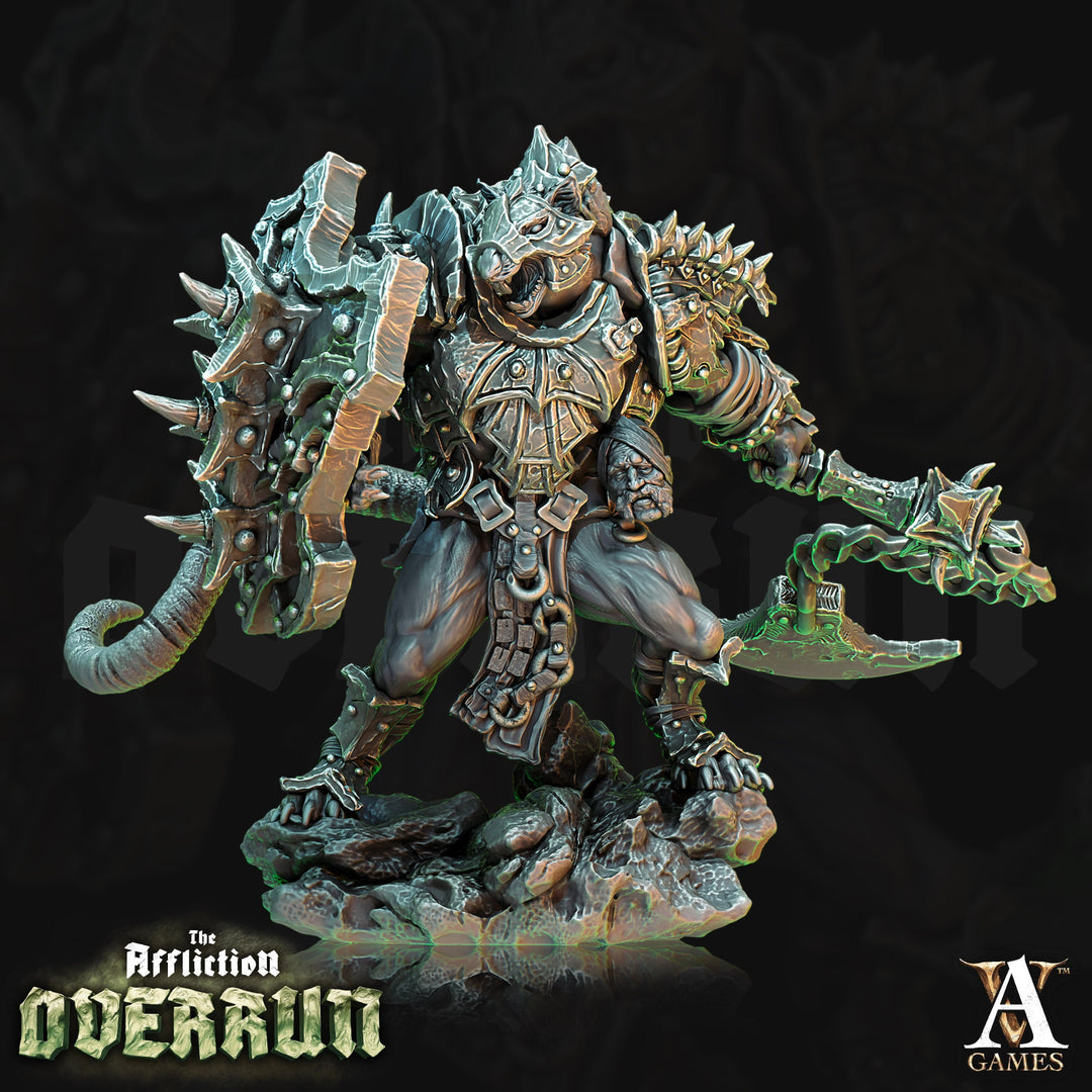 Wererat Fighter Warmonger Shield andFlail | Resin Miniature | D and D|28mm,32mm,54mm, 75mm, 100m Scale|pathfinder | D&amp;D 5e