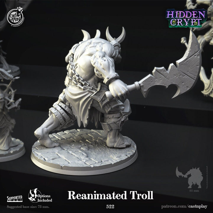 Undead Troll Ogre | 28mm &amp; 32mm Scale | 80mm Tall | Dungeons and Dragons Miniatures | Pathfinder | DnD Mini | Tabletop RPG | CastNPlay