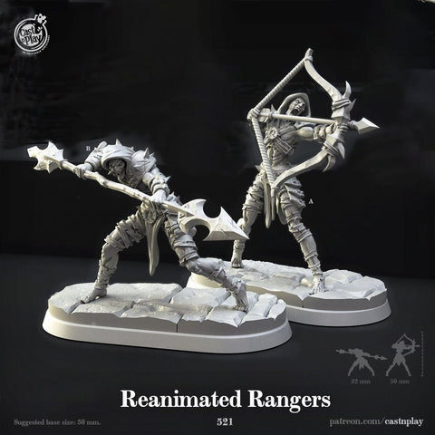 Skeleton Rangers Undead Miniatures Reanimated Warriors | Dungeons and Dragons | 28mm, 32mm, 75mm | Pathfinder | Unpainted | CastnPlay