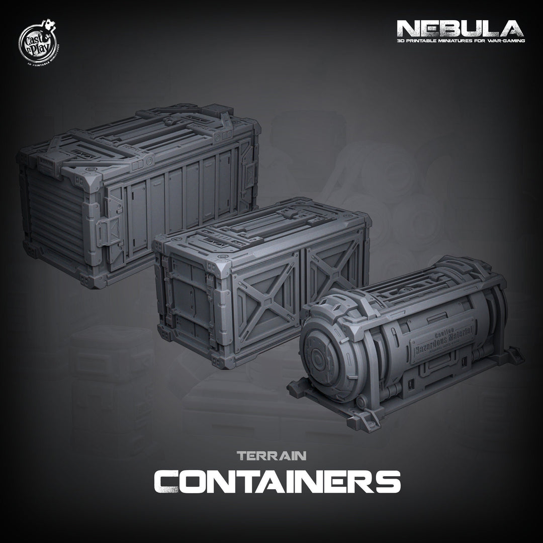 Sci-Fi Large Terrain Containers Props | 100mm Solid Resin 28mm, 32mm Scales | RPG Tabletop scatter Terrain | Futuristic Wargames
