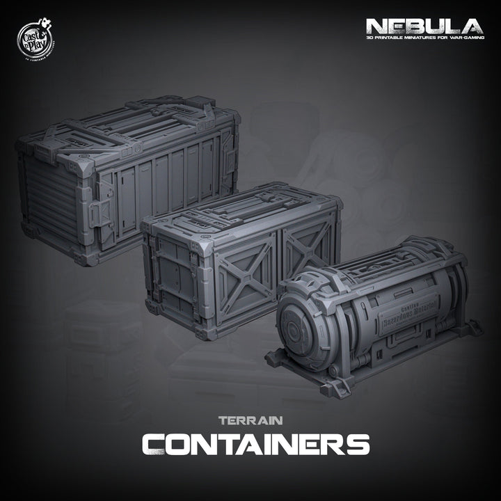 Sci-Fi Large Terrain Containers Props | 100mm Solid Resin 28mm, 32mm Scales | RPG Tabletop scatter Terrain | Futuristic Wargames