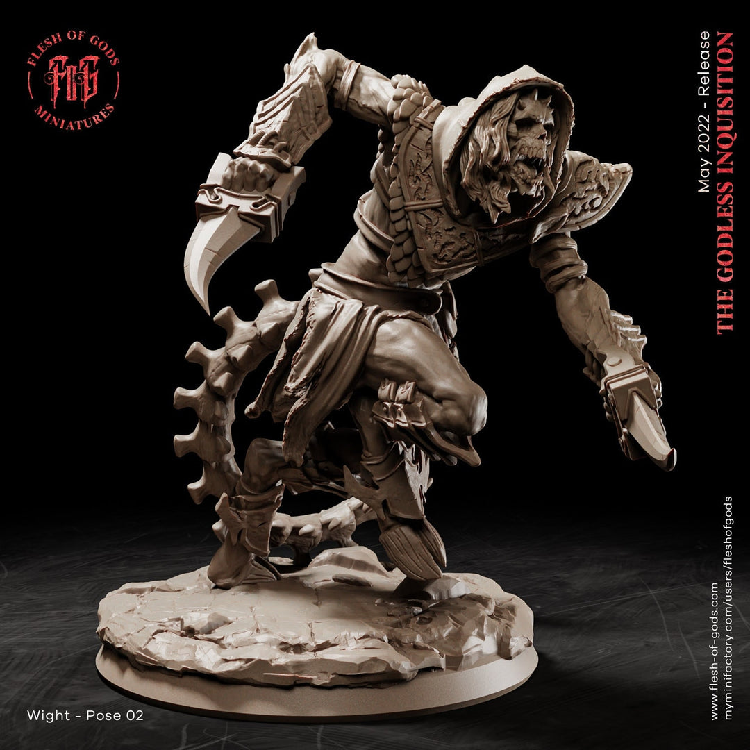 Undead Wight | 28mm, 32mm, 75mm Scale Resin Miniature | Flesh of Gods | Dungeons and Dragons |