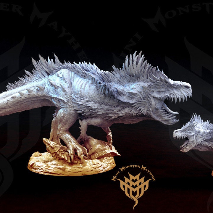 T-Rex Feathered miniature | Available in 28mm and 32mm scales 135mm High, 100mm Base| Dragon Statue | Figurine | Dungeons and Dragons 5e