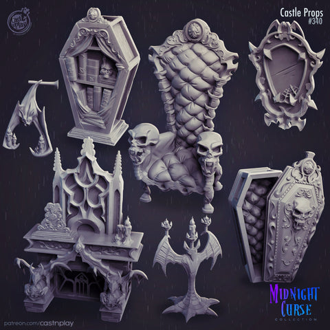 Gothic Vampire Props Strahd | Solid Resin 28mm, 32mm| Dungeons and Dragons 5e Miniature | Pathfinder | RPG Tabletop scatter Terrain | DnD|