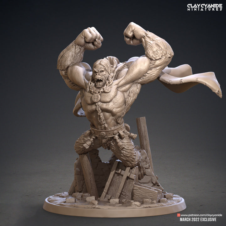Great Ape Man, Gorilla Folk DnD 5e | 28mm, 32mm Scales | Resin figurine Statue Miniature | Dungeons and Dragons | Clay Cyanide |