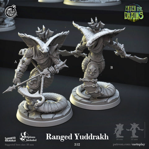 Yuan-Ti Pureblood Serpentfolk Ranged | 70mm tall available: 28mm, 32mm,75mm Scale | Heroic Scale | - Minis - D&D - Snake creature