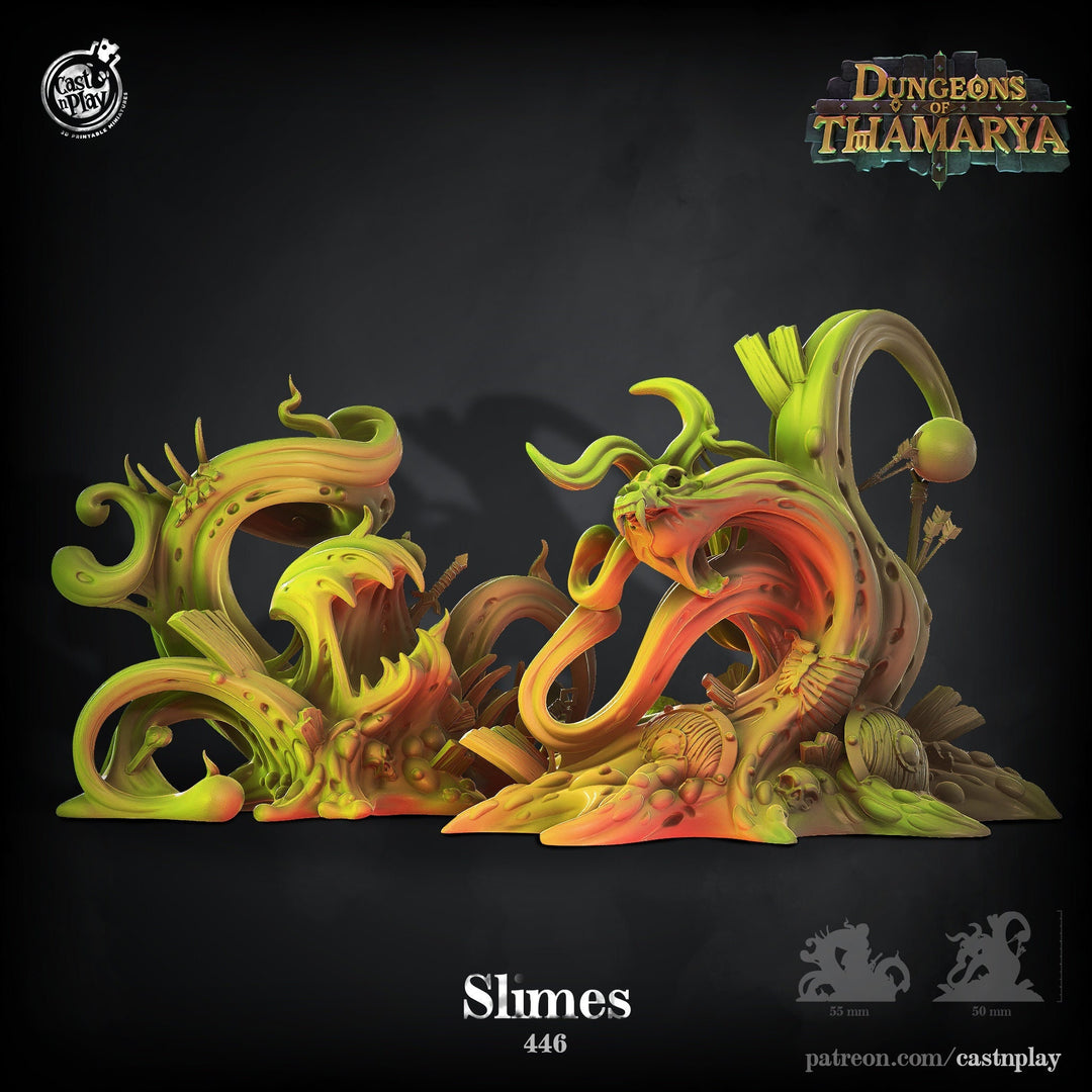 Oozes, Green Slimes, Blood Ooze | 50mm tall available: 28mm, 32mm,75mm Scale | Heroic Scale | - Minis - D&D - Snake creature