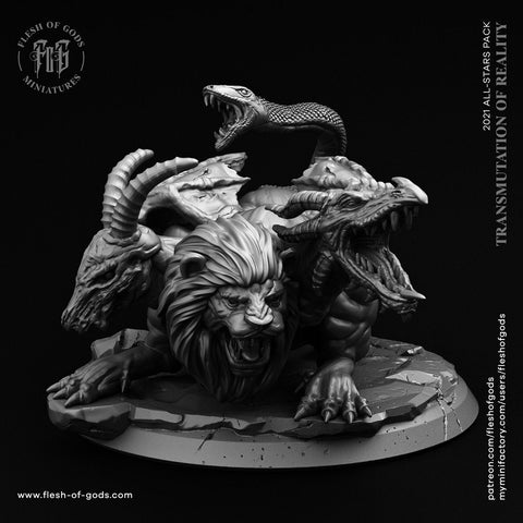 Chimera DnD 5e Miniature | 80mm Base Available: 28mm, 32mm Scale | Resin | Dungeons and Dragons 5e |