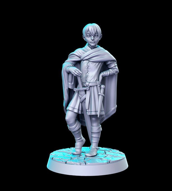 Human Young Rogue Assassin Classic JRPG 28mm,32mm,75mm Scale Miniature Unpainted resin Figurine D&amp;D Tabletop Fantasy Miniature Gaming