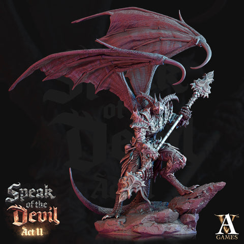 Greater Devil - Horned Devil Resin Miniature| Medium 40mm, Large 50mm, Huge 65mm (BASE Sizes) | Nine Hells | Demon | Dungeons and Dragons |