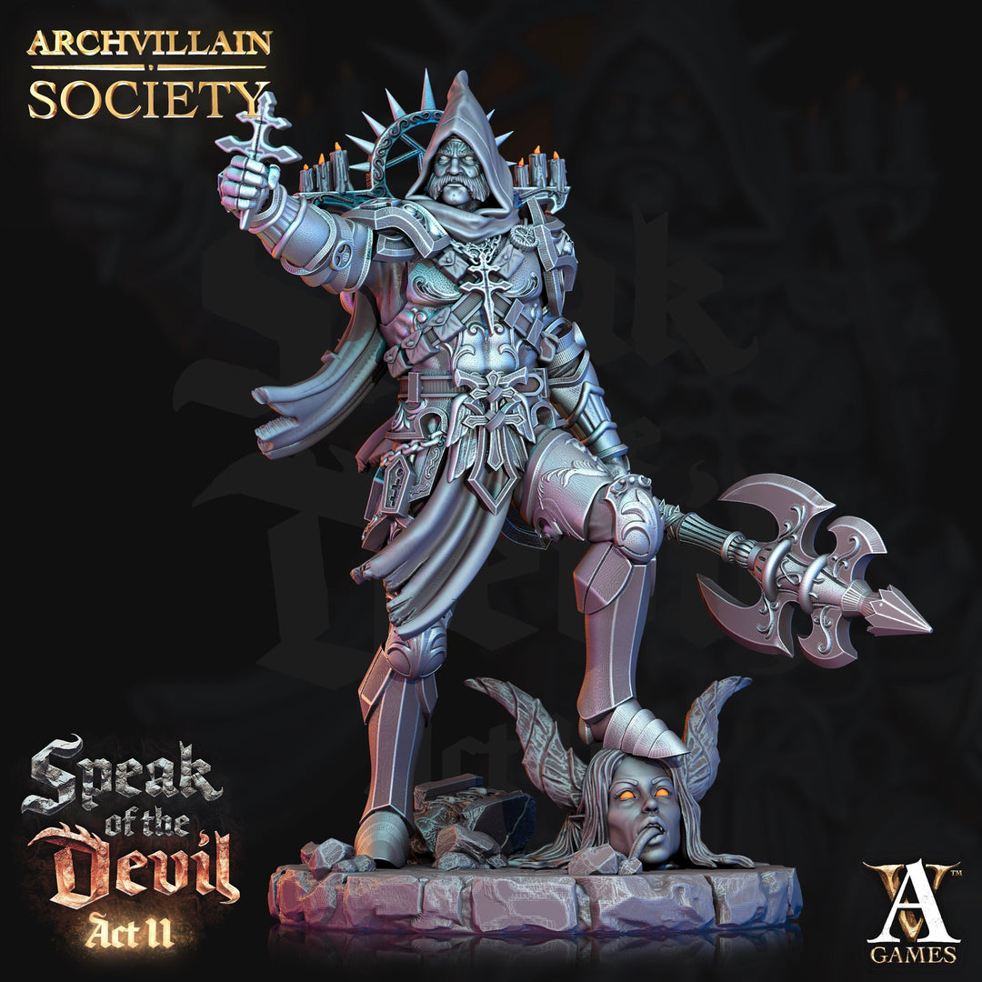 Paladin Cleric Demon Hunter Inquisitor in Heavy Armor Miniature | Dungeons and Dragons |28mm, 32mm,75mm Scales |Pathfinder |Unpainted Figure