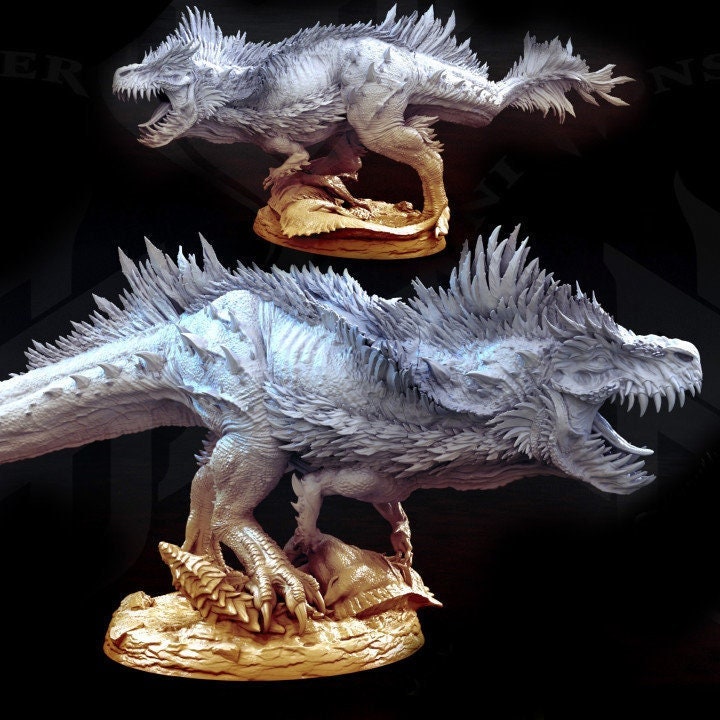 T-Rex Feathered miniature | Available in 28mm and 32mm scales 135mm High, 100mm Base| Dragon Statue | Figurine | Dungeons and Dragons 5e