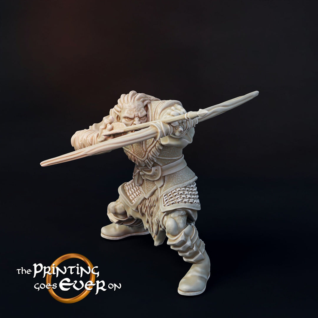 Orc / Half-Orc Fighter Archer Miniature | 28mm Scale | 32mm Scale | 75mm Scale Pathfinder Figure | DnD | Figurine unpainted |