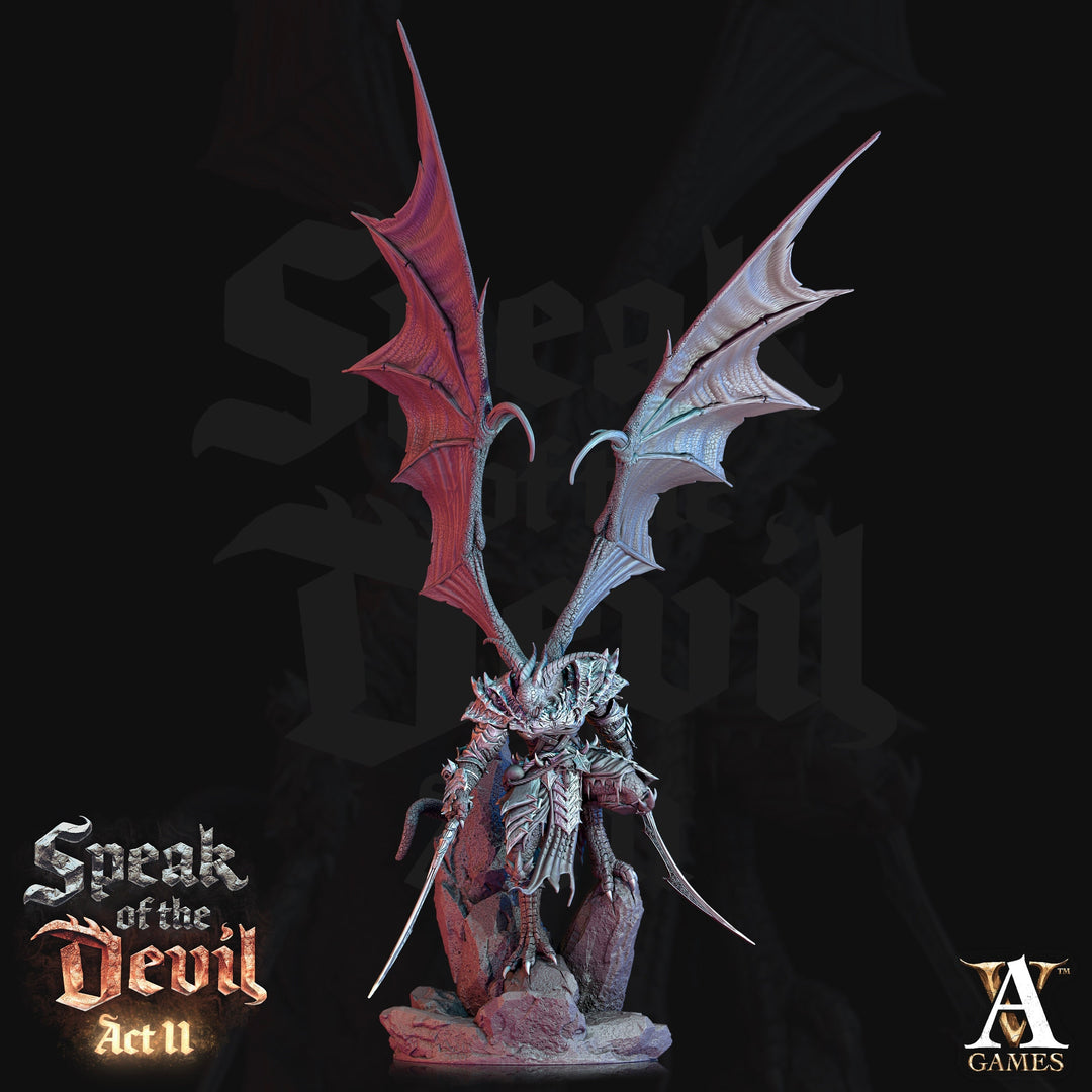 Greater Devil - Horned Devil Resin Miniature| Medium 40mm, Large 50mm, Huge 65mm (BASE Sizes) | Nine Hells | Demon | Dungeons and Dragons |