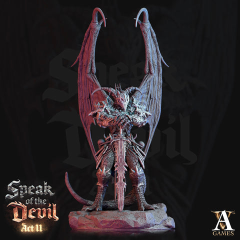 Greater Devil - Horned Devil Resin Miniature| Medium 40mm, Large 50mm, Huge 65mm (BASE Sizes) | Nine Hells | Demon | Dungeons and Dragons |