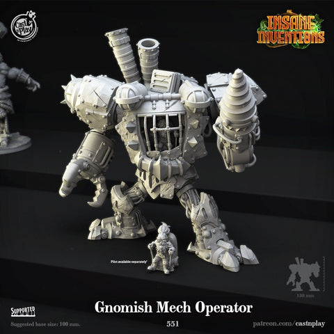 Gnomish Industrial Steampunk Mech | 28mm & 32mm Scale | 130mm Tall | Dungeons and Dragons | Pathfinder | DnD Mini | Tabletop RPG |