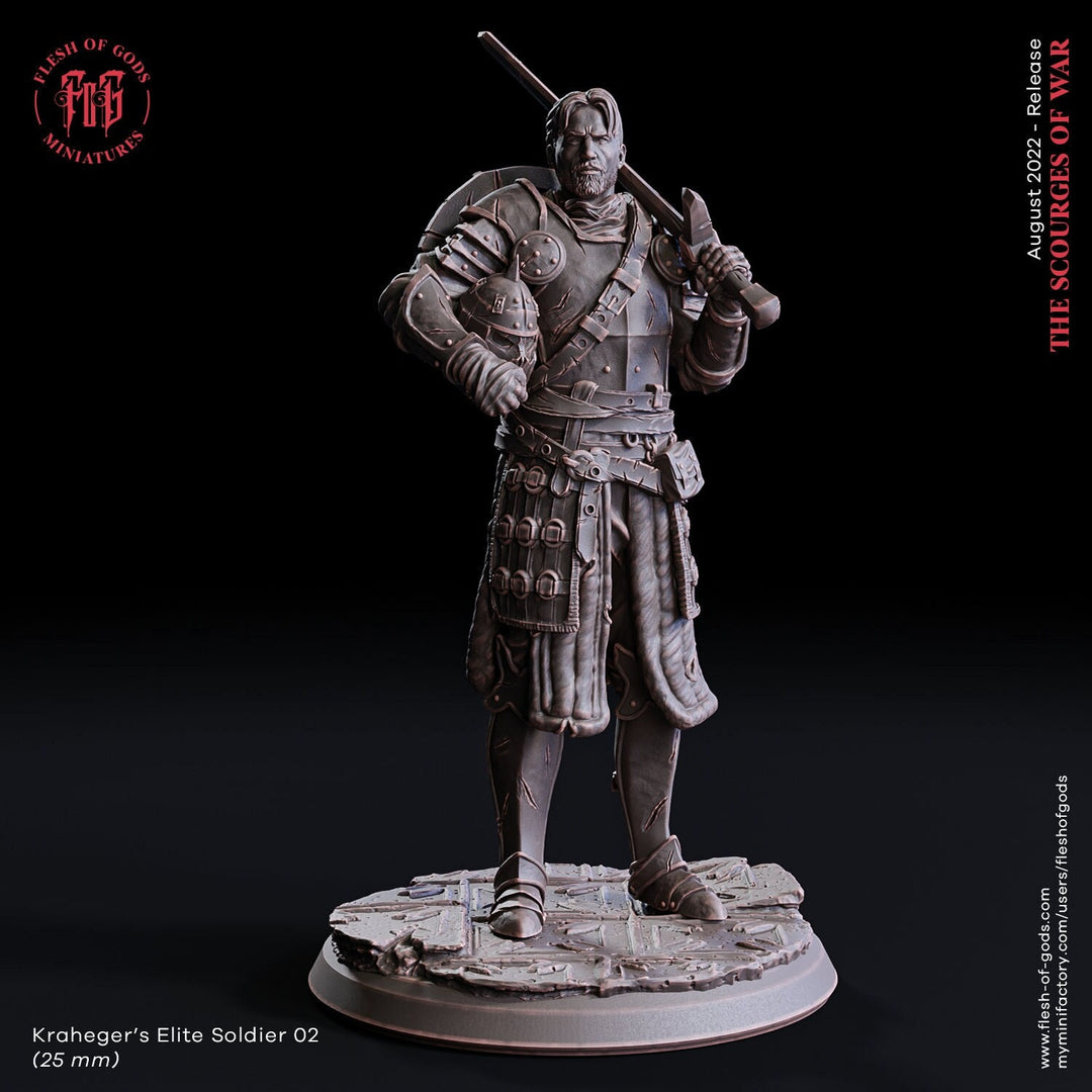 Fighter Soldier in Armor Miniature | Dungeons and Dragons | 28mm, 32mm,54mm,75mm,100mm Scales | Pathfinder |Unpainted Figure | Flesh of Gods