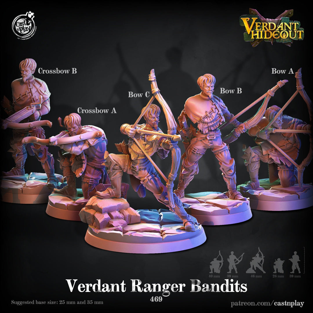 Rangers Fighters Bow and Crossbow Sharpshooters D&amp;D 5e Miniatures | Dungeons and Dragons |28mm, 32mm, 75mm |Pathfinder Unpainted | CastnPlay