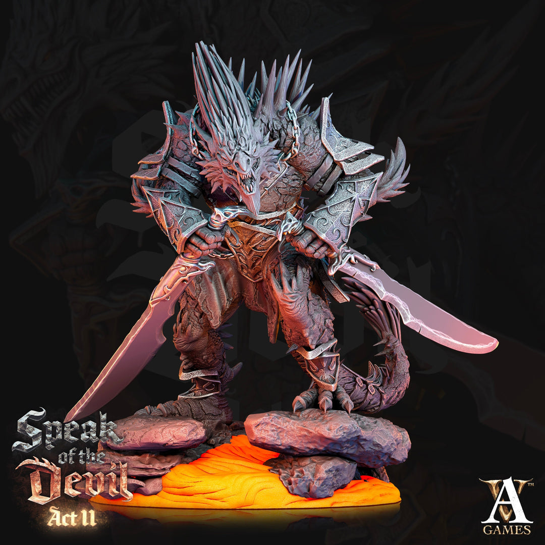 Barbed Devil Resin Miniature/ Dragonborn PC | 28mm,32mm Scale /Large 50mm, Huge 65mm BASE Sizes | Nine Hells | Demon | Dungeons and Dragons|