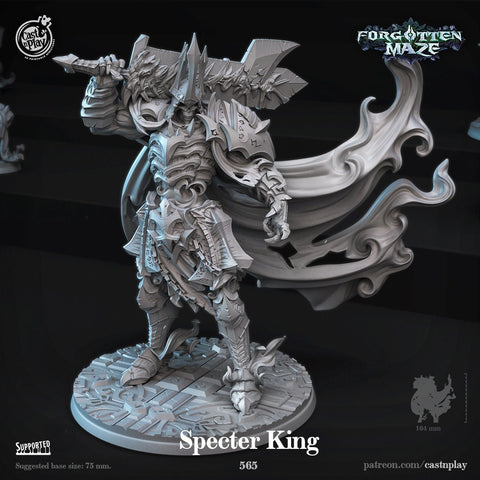 Goliath Undead Specter King Miniature | Dungeons and Dragons | 28mm, 32mm, 75mm(105mm Tall) | Pathfinder | Unpainted | CastnPlay