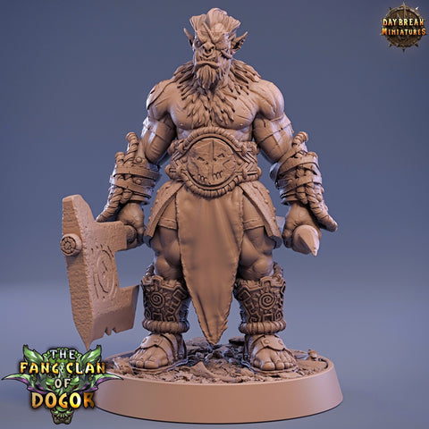 Bugbear Fighter Warrior Barbarian with Axe | Scales 28mm | 32mm | 75mm | Megaboss | Dungeons and Dragons | Pathfinder | Daybreak Miniatures