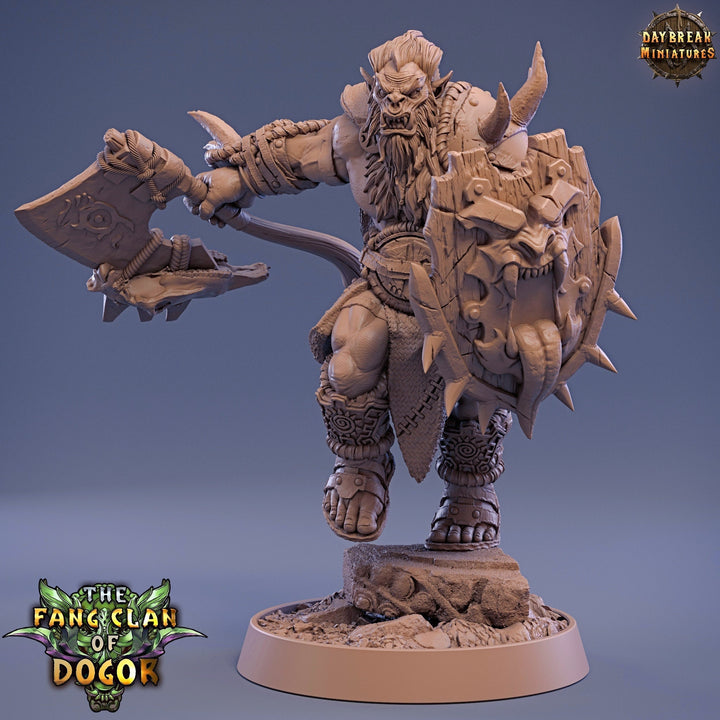 Bugbear Fighter Warrior Barbarian Axe &amp; Shield | Scales 28mm|32mm |75mm | Megaboss | Dungeons and Dragons |Pathfinder |Daybreak Miniatures