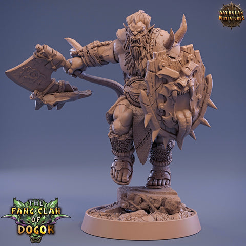 Bugbear Fighter Warrior Barbarian Axe & Shield | Scales 28mm|32mm |75mm | Megaboss | Dungeons and Dragons |Pathfinder |Daybreak Miniatures