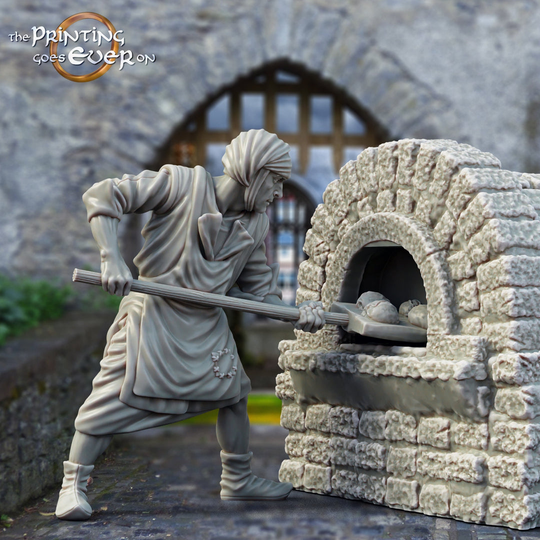 NPC Baker Resin Miniature | Miniature | Available in 28mm, 32mm,75mm Scales | Pathfinder Figure | DnD | Figurine unpainted |