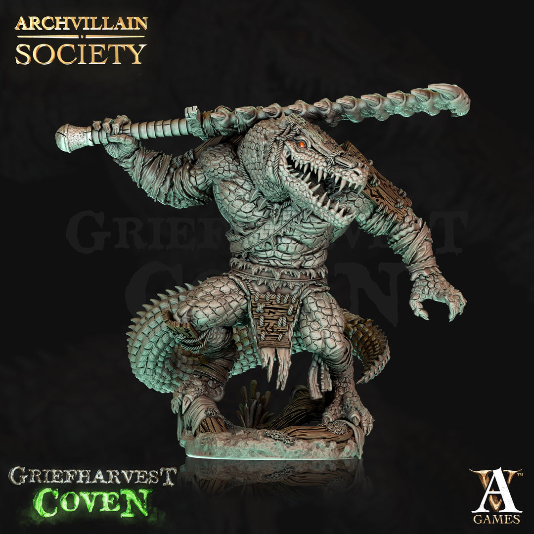Crocodilian Ranger, Lizardfolk Lizardman mini | 28mm, 32mm, 75mm Scale Resin Miniature | Dungeons and Dragons Miniatures | Pathfinder |