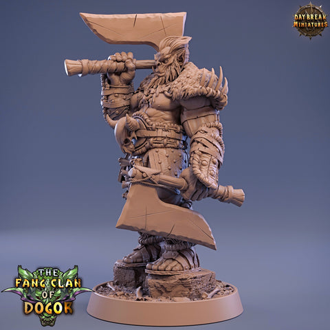 Bugbear Fighter Warrior Barbarian with 2 Axes | Scales 28mm |32mm |75mm | Megaboss | Dungeons and Dragons |Pathfinder | Daybreak Miniatures